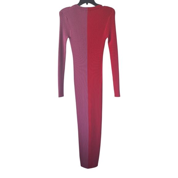 STAUD Shoko Colorblock Ribbed Sweater Dress In Poppy Rosebud Size M - Picture 3 of 13